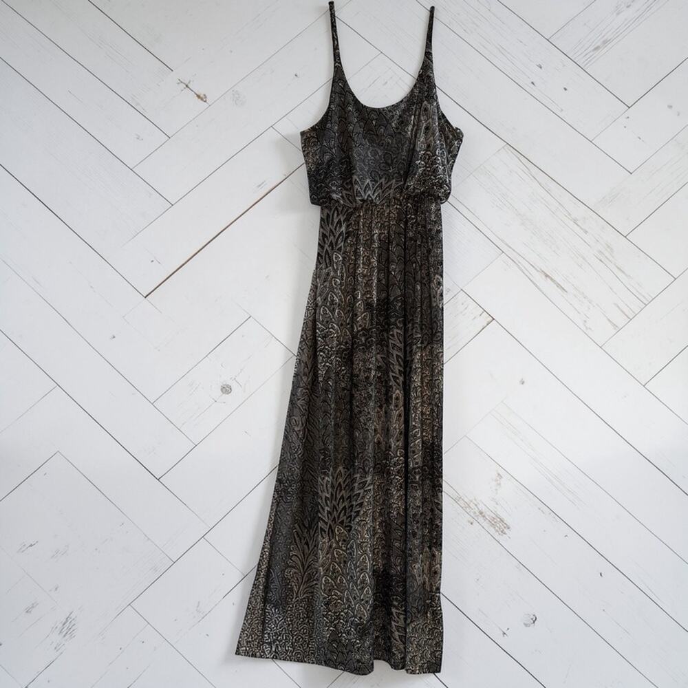 5th & Love Paisley Maxi Dress Large Black Blue Boho Sleeveless